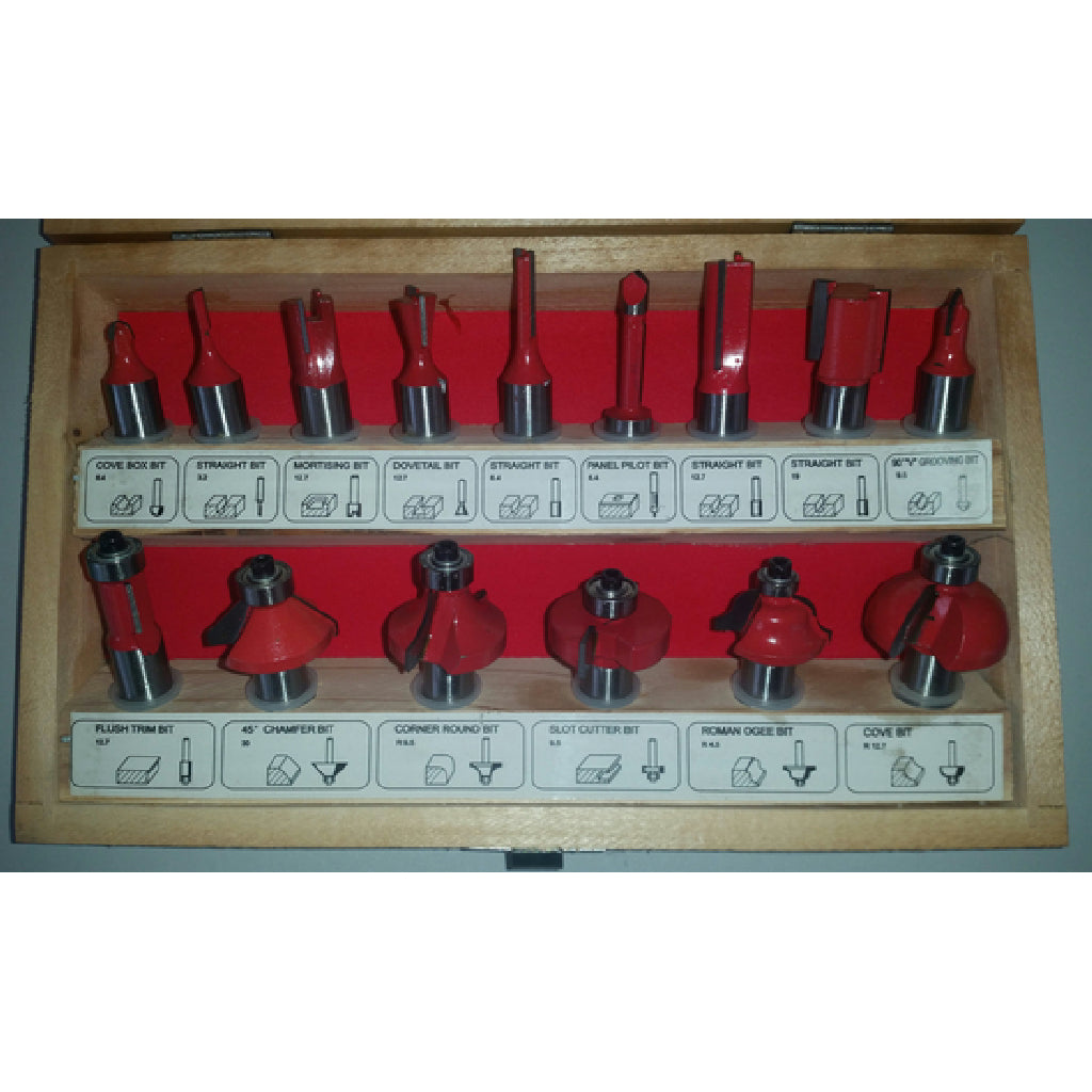 ACC LK1512A 15 Piece Router Bit Set 1"L 1/2" DIA