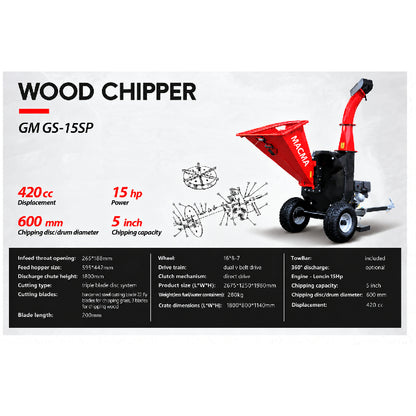GM-GS-15PS  15HP Commercial Wood chipper Shredder - Disc Type