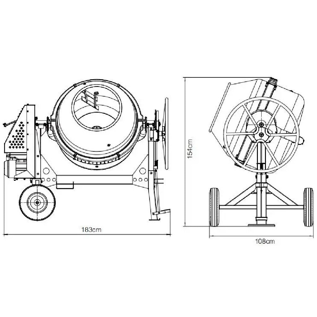 PCM400 Concrete Mixer HD 400L Petrol 5.5Hp G200F