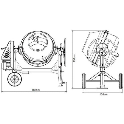 PCM400 Concrete Mixer HD 400L Petrol 5.5Hp G200F