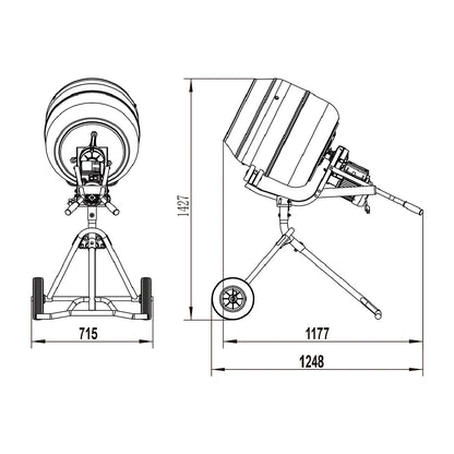 PCM-350 Concrete Mixer Poly Bowl 4 Cu FT