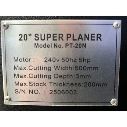 PT20N-SPIRAL  20in Thicknesser Spiral Cutterhead Single Phase 3750W 5HP